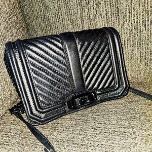 Black Quilted Women's Crossbody Flap Closure REBECCA MINKOFF Great Condition